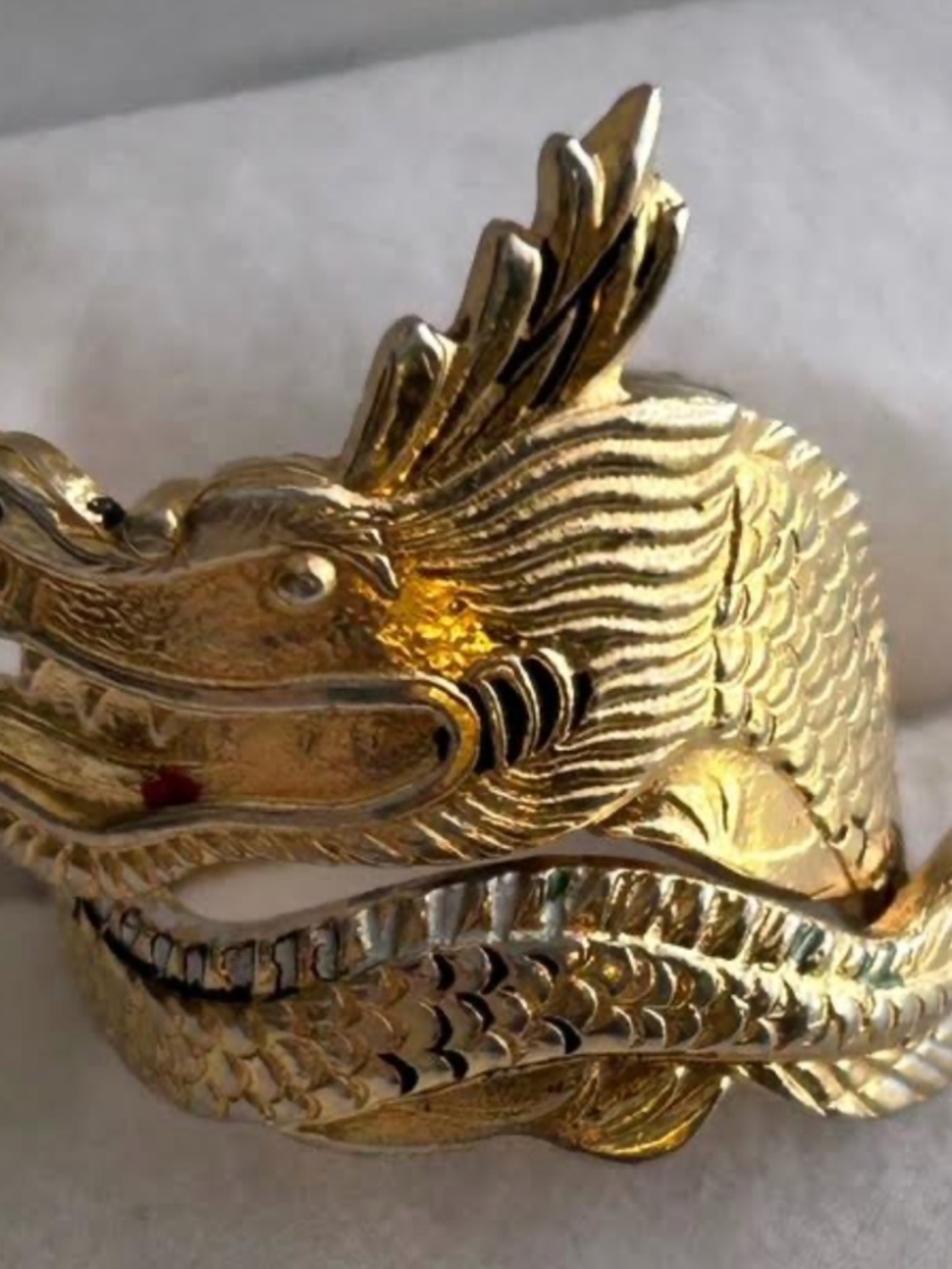 VINTAGE DRAGON GOLDTONE WRAP RING STAMPED SPAIN SZ 6